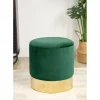 Taburet, rotund, cu spatiu depozitare, catifea, verde, max 80 kg, 39x40 cm, Golden, Akord