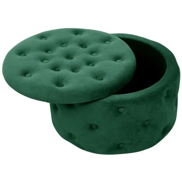 Taburet, rotund, cu spatiu depozitare, catifea, verde, max 80 kg, 55x30 cm, Alia, Akord