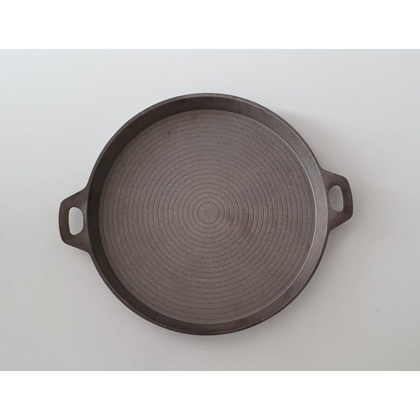 Placa de gratar, rotunda, cu manere, 33x3 cm