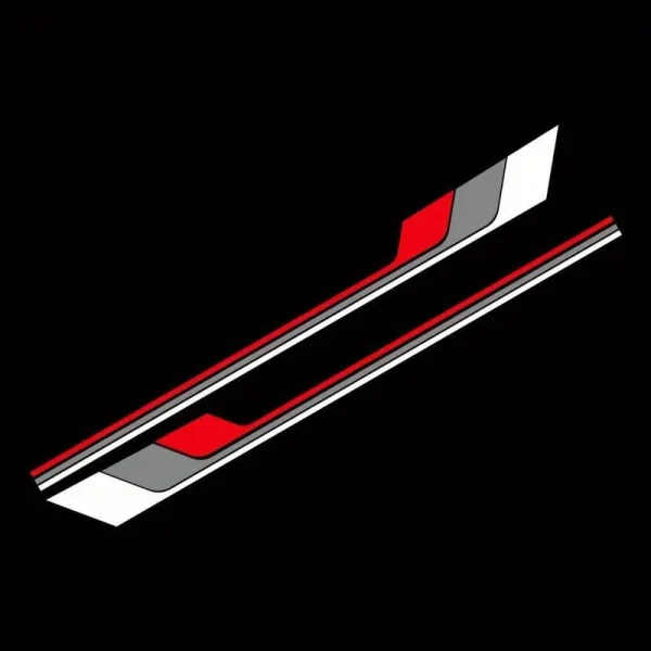 Set 2 stickere autoadezive Tuning, model "Racing Stripes V2", dimensiune 180 x 16,5 cm, culoare Alb + Gri + Rosu