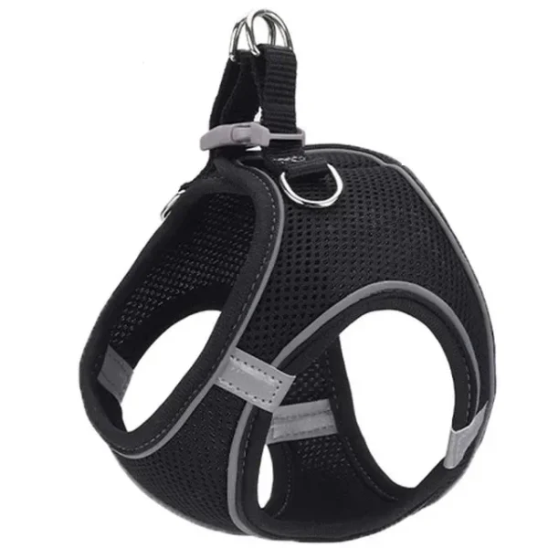 Ham pentru caini de talie mica cu elemente reflectorizante, confortabil, marime XXXS, culoare Negru, AniOne Germany
