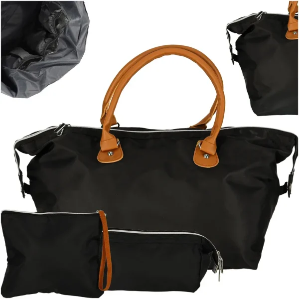 Set 3 piese, geanta de calatorie multifunctionala pentru carucior, set culoare negra, pentru mamici