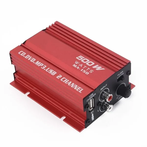 MINI amplificator auto, stereo, 500 W max, cu incarcare USB