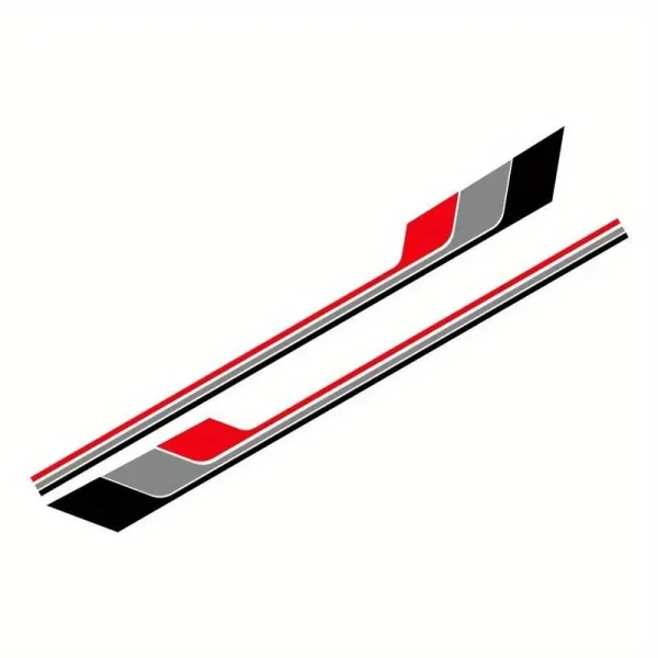 Set 2 stickere autoadezive Tuning, model "Racing Stripes V2", dimensiune 180 x 16,5 cm, culoare Negru + Gri + Rosu