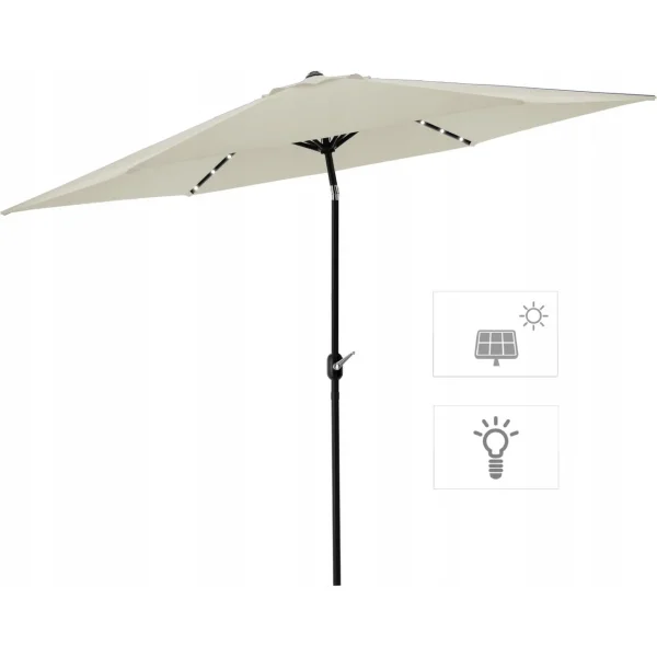 Umbrela gradina/terasa cu inclinatie, LED, manivela, Chomik, bej, 300 cm