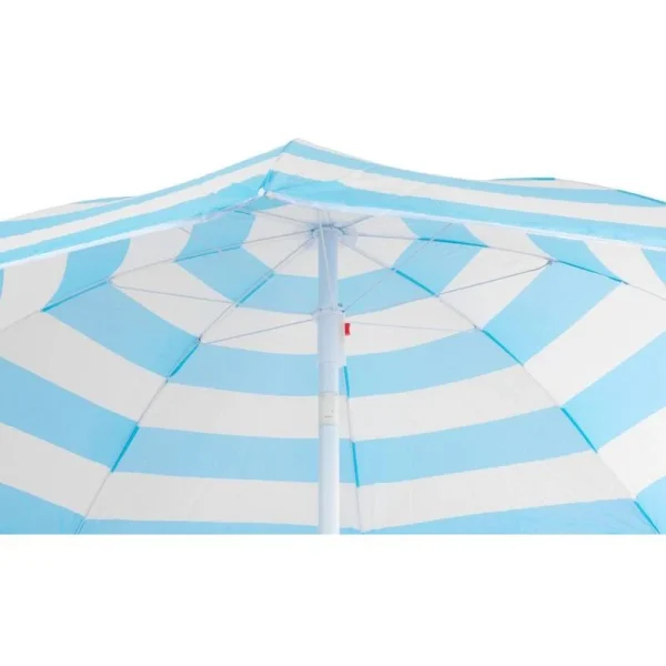 Umbrela plaja, Strend Pro, cu inclinatie, model dungi, albastru marin si alb, 180 cm