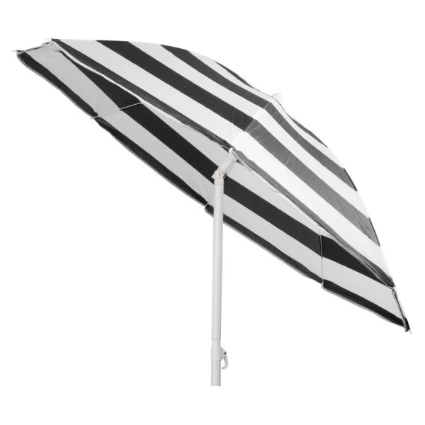 Umbrela plaja, Strend Pro, cu inclinatie, model dungi, negru si alb, 180 cm