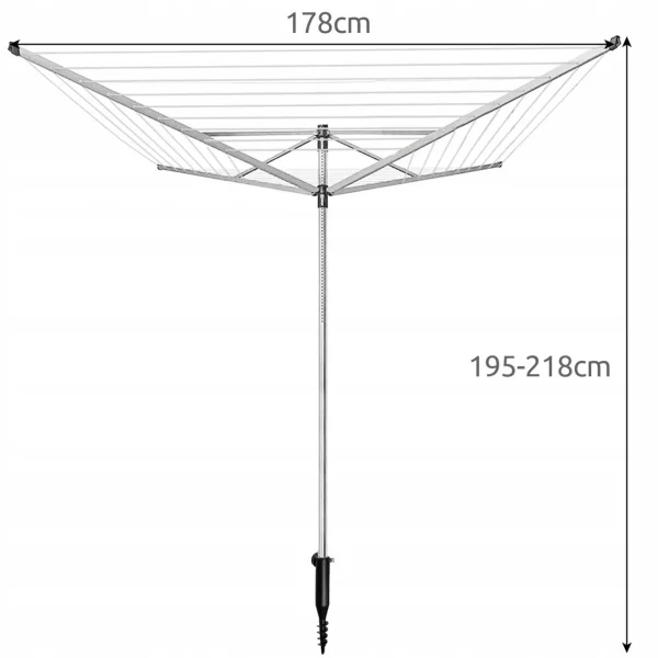 Uscator rufe, pentru exterior, 4 brate, capacitate de uscare 50 m, Gardlov