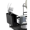 Uscator vase, scurgator, de bucatarie, 2 niveluri, metal si plastic, negru, 43x29x27 cm, Ruhhy