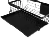 Uscator vase, scurgator, de bucatarie, 2 niveluri, metal si plastic, negru, 43x29x27 cm, Ruhhy