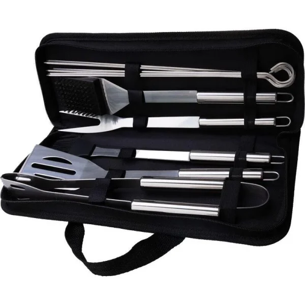 Ustensile pentru barbecue, grill, gratar, inox, cu geanta, set 12 piese, Strend Pro Grill