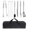 Ustensile pentru barbecue, grill, gratar, inox, geanta transport, set 9 piese, 35 cm, Kaminer 