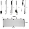 Ustensile pentru barbecue, grill, gratar, inox, trusa aluminiu, set 5 piese, 35 cm, Kaminer