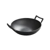 Vas de fonta tip Wok cu capac de lemn, 36.5x10 cm, Perfect Home
