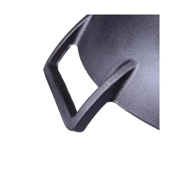 Vas de fonta tip Wok cu capac de lemn, 36.5x10 cm, Perfect Home