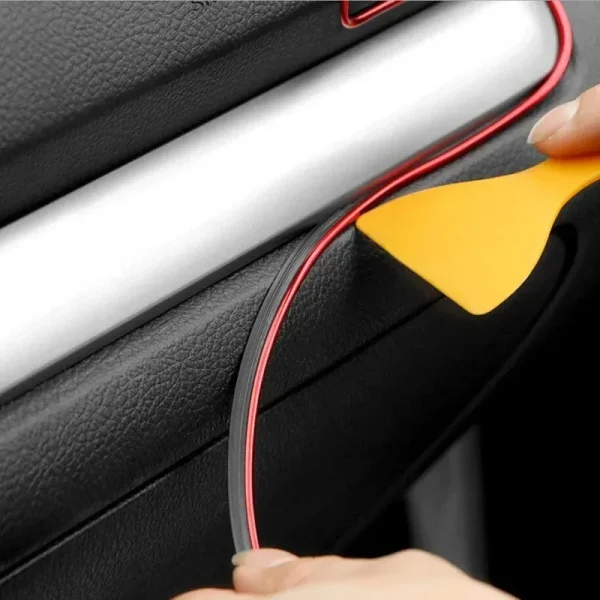 Banda decor interior crom TUNING, 5m, ROSU