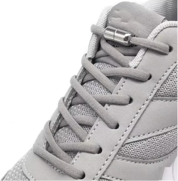 Sireturi elastice SMART pentru incaltaminte cu clema metalica, culoare gri