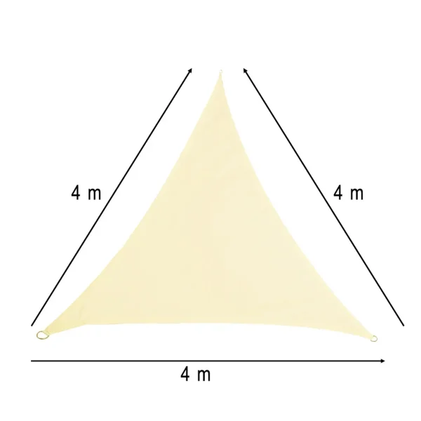 Umbrar de gradina triunghiular, impermeabil, culoare Bej, dimensiune 4 x 4 x 4 m