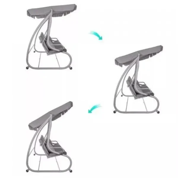 Balansoar gradina, Springos, Venezia, 3 locuri, gri, 190x125x163 cm, functie pat, max 280 kg