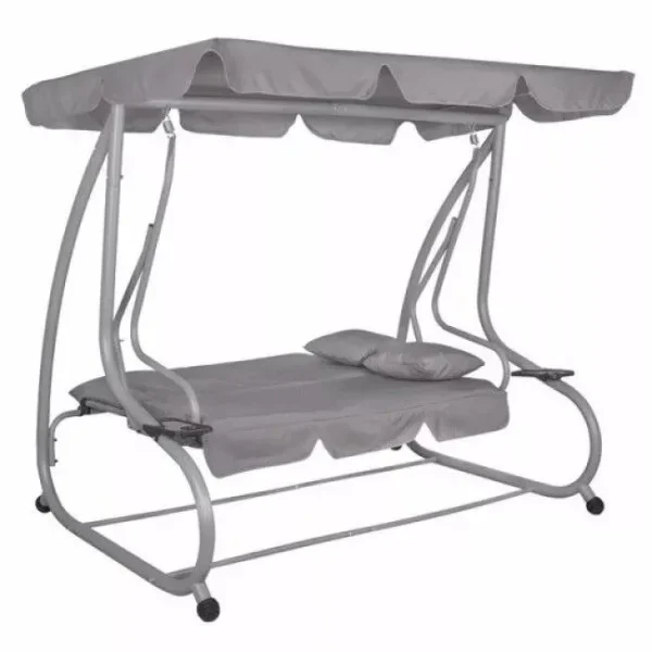 Balansoar gradina, Springos, Venezia, 3 locuri, gri, 190x125x163 cm, functie pat, max 280 kg