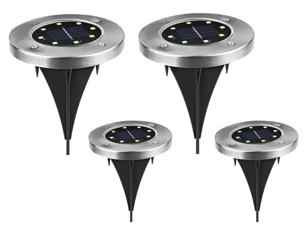 Set 4 x Lampa Solara estetica exterioara de gradina, cu 8 LED-uri, cu suport scurt