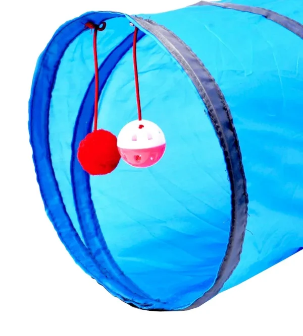 Jucarie pentru pisica de tip Tunel, lungime 50 cm, culoare albastru