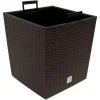 Set 2 ghivece de flori, Rato Low, imitatie ratan, patrate, 32x32x32.5 cm, maro, Prosperplast