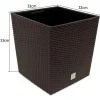 Set 2 ghivece de flori, Rato Low, imitatie ratan, patrate, 32x32x32.5 cm, maro, Prosperplast