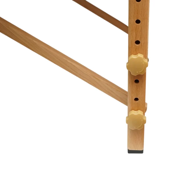 Masa de masaj pliabila, 3 zone, cadru lemn, spuma 5cm, inaltime 55-76cm, piele ecologica, dimensiuni 60x213cm, culoare Crem