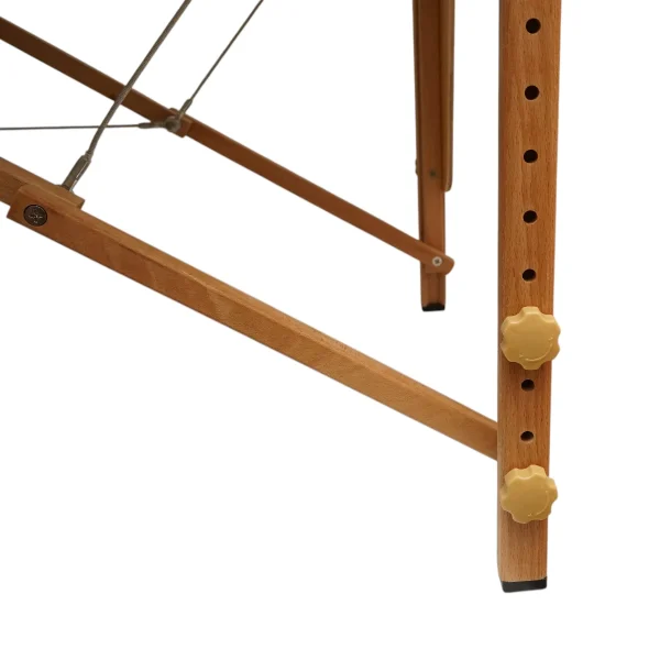 Masa de masaj pliabila, 2 zone, cadru lemn, spuma 5cm, inaltime 55-76cm, piele ecologica, dimensiuni 60x213cm, culoare Crem