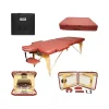 Masa de masaj pliabila, 2 zone, cadru lemn, spuma 5cm, inaltime 55-76cm, piele ecologica, dimensiuni 60x213cm, culoare Burgundy
