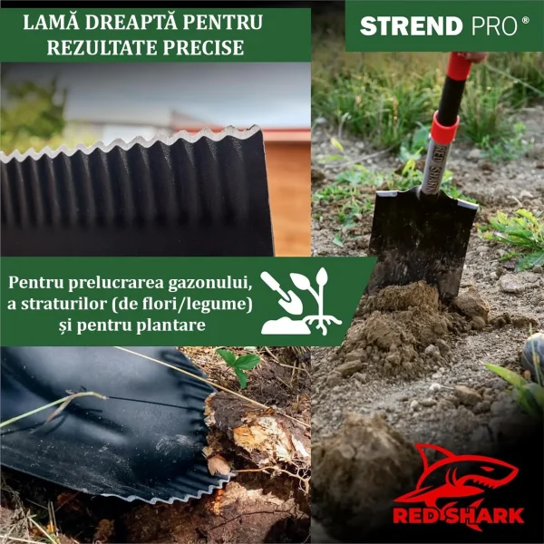 Harlet, cazma, drept, cu capat zimtat, coada fibra de sticla, 17x30x115 cm, Strend Pro Premium RedShark