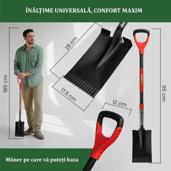 Harlet, cazma, drept, cu capat zimtat, coada fibra de sticla, 17x30x115 cm, Strend Pro Premium RedShark