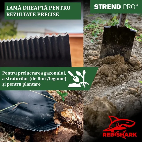 Harlet, cazma, drept, cu capat zimtat, coada lemn, 17x30x115 cm, Strend Pro Premium RedShark