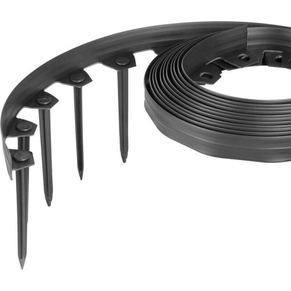 Bordura pentru gazon, elastica, 10 m x 40 mm, cu 20 cuie, Strend Pro