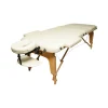 Masa de masaj pliabila, 3 zone, cadru lemn, spuma 5cm, inaltime 55-76cm, piele ecologica, dimensiuni 60x213cm, culoare Crem