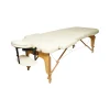 Masa de masaj pliabila, 2 zone, cadru lemn, spuma 5cm, inaltime 55-76cm, piele ecologica, dimensiuni 60x213cm, culoare Crem