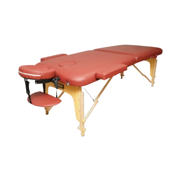 Masa de masaj pliabila, 2 zone, cadru lemn, spuma 5cm, inaltime 55-76cm, piele ecologica, dimensiuni 60x213cm, culoare Burgundy