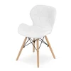 Scaun stil scandinav, Artool, Lago, piele ecologica alba, picioare lemn natur, 47x38x73 cm