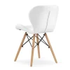 Scaun stil scandinav, Artool, Lago, piele ecologica alba, picioare lemn natur, 47x38x73 cm