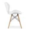 Scaun stil scandinav, Artool, Lago, piele ecologica alba, picioare lemn natur, 47x38x73 cm