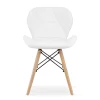 Scaun stil scandinav, Artool, Lago, piele ecologica alba, picioare lemn natur, 47x38x73 cm