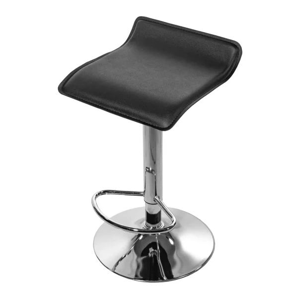 Scaun de bucatarie/bar, Artool, Fort, rotativ, piele ecologica neagra, picior metal argintiu, 38x39x84 cm
