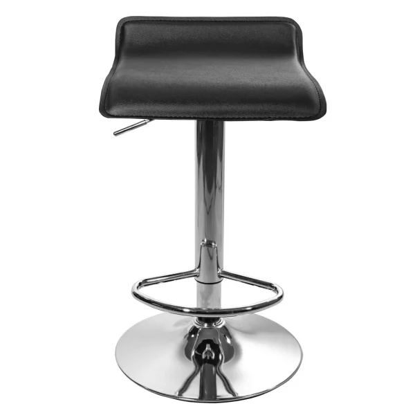 Scaun de bucatarie/bar, Artool, Fort, rotativ, piele ecologica neagra, picior metal argintiu, 38x39x84 cm