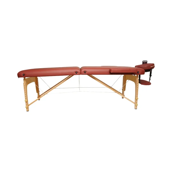 Masa de masaj pliabila, 2 zone, cadru lemn, spuma 5cm, inaltime 55-76cm, piele ecologica, dimensiuni 60x213cm, culoare Burgundy