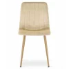 Set 4 scaune bucatarie/living, Artool, Lava, catifea bej, picioare metal natur, 45x55x86 cm