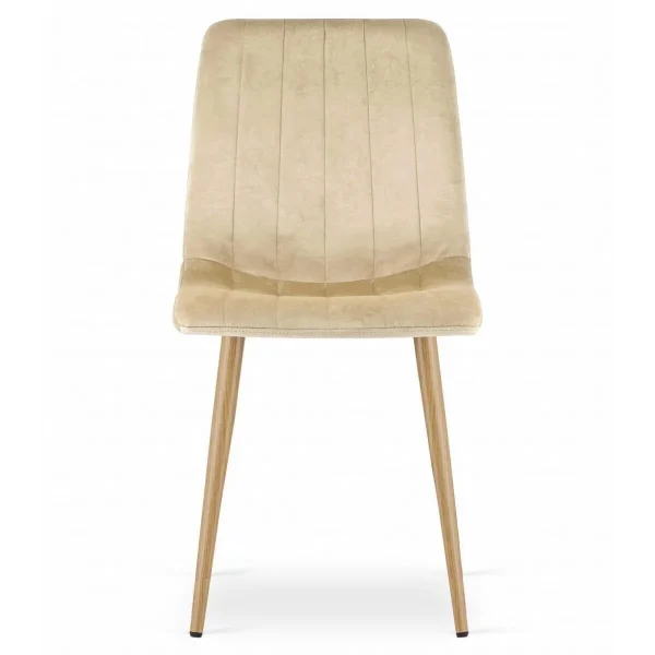 Set 4 scaune bucatarie/living, Artool, Lava, catifea bej, picioare metal natur, 45x55x86 cm