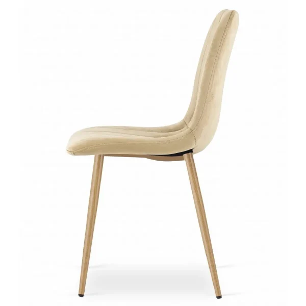 Set 4 scaune bucatarie/living, Artool, Lava, catifea bej, picioare metal natur, 45x55x86 cm