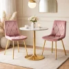 Scaun bucatarie/living, Artool, Libra, catifea roz, picioare metal auriu, 45x54x86.5 cm