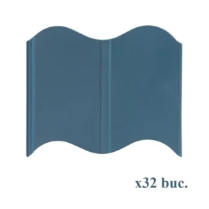 Bordura gazon din plastic, verde albastriu, set 32 buc, 5.1 m x 120 mm, Strend Pro